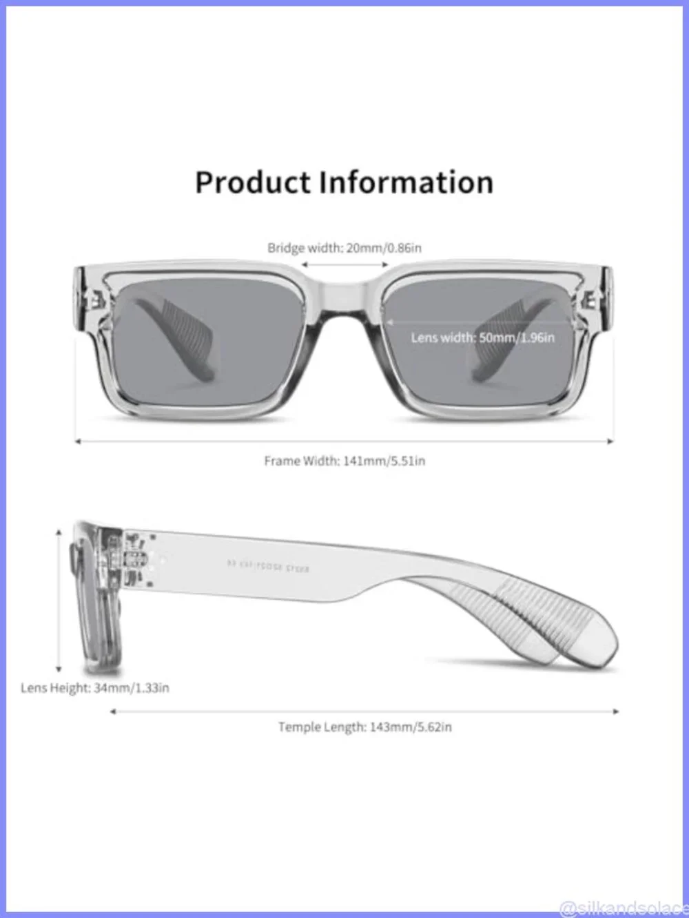 Square Frame Sunglasses Men Women Chunky Rectangle Retro Full Frame UV400